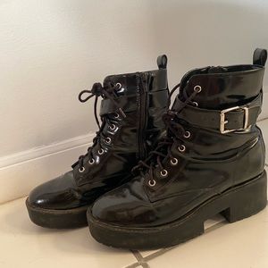 HM patent combat Moto biker boots size 8